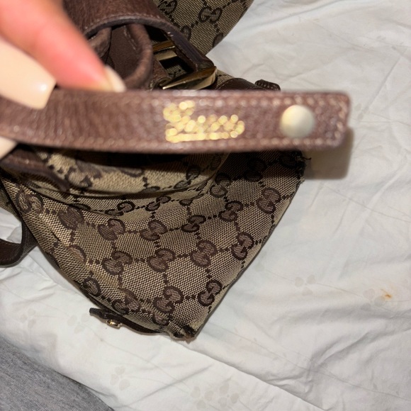 Used Vintage Gucci purse. Brown and tan web design. - Picture 11 of 14